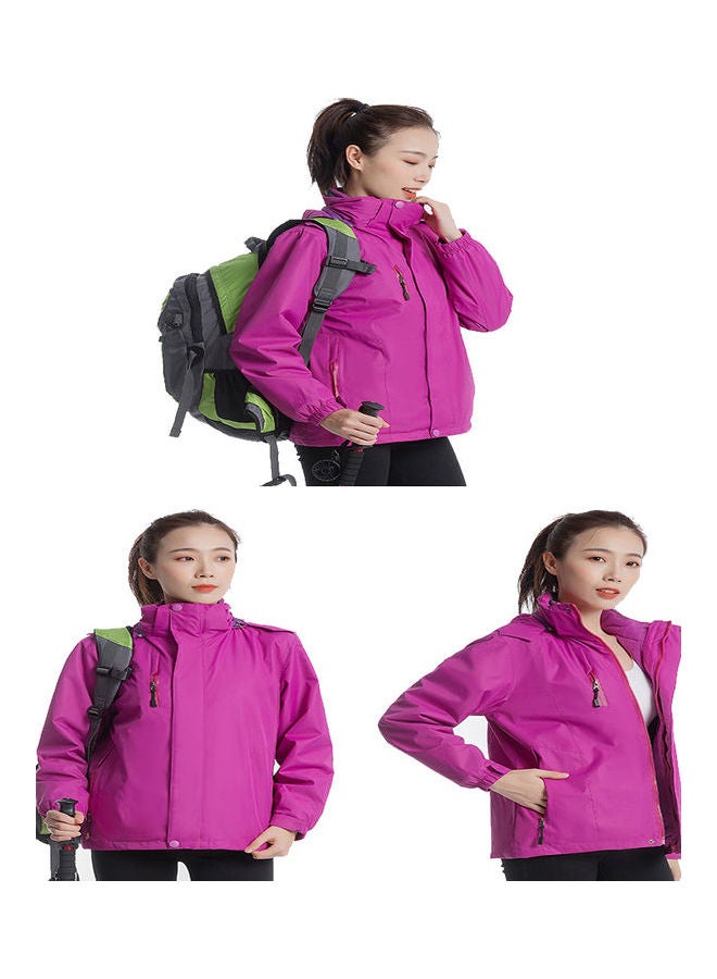 3 in 1 Thicken Fleece Waterproof Windbreaker Winter Jacket purple  - Image 2