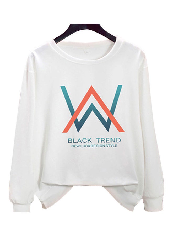 Loose Sweatshirt W Crew Neck Long Sleeve T-Shirt white - Image 1