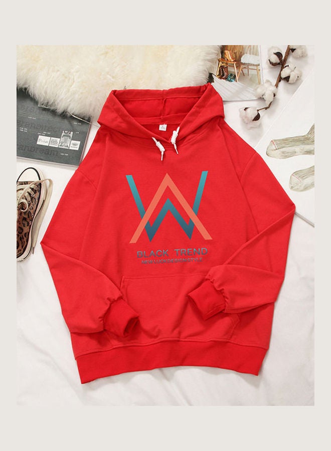 Loose Sweatshirt W Crew Neck Long Sleeve T-Shirt red - Image 1