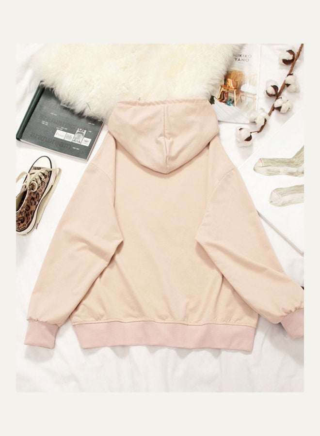 Loose Sweatshirt W Crew Neck Long Sleeve T-Shirt apricot - Image 2