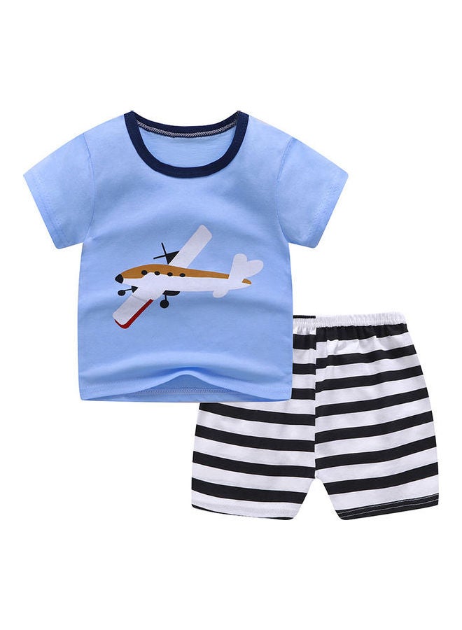 Baby Girls and Boys Cartoon Printing Top and Short Suit Multicolour - Image 1
