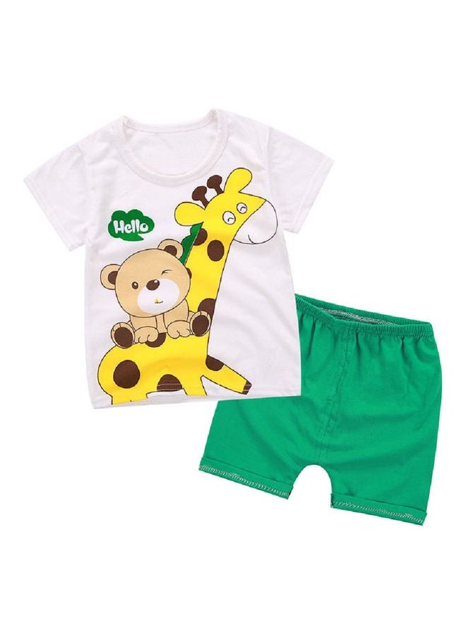 Generic - Baby Girls and Boys Cartoon Printing Top and Short Suit Multicolour - Image 1