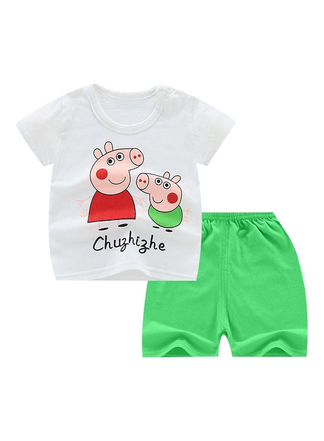 Generic - Baby Girls and Boys Cartoon Printing Top and Short Suit Multicolour - Image 1