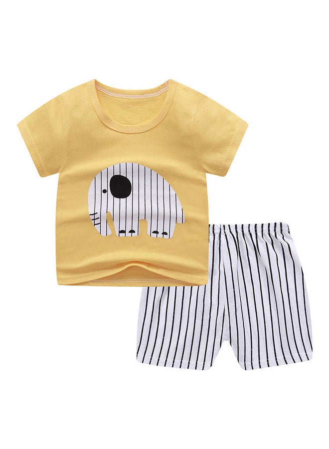 Baby Girls and Boys Cartoon Printing Top and Short Suit Multicolour - Image 1