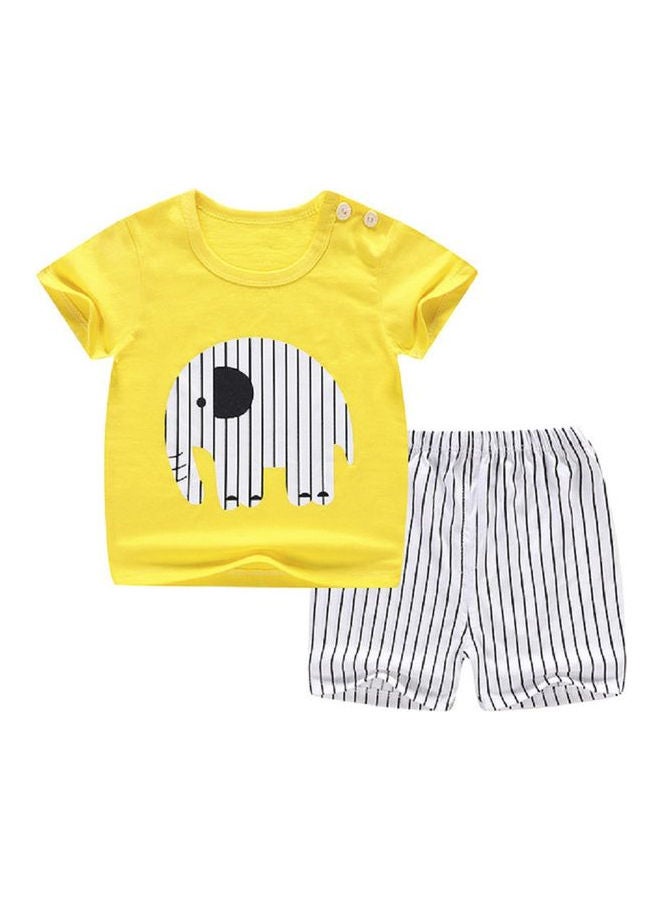 Baby Girls and Boys Cartoon Printing Top and Short Suit Multicolour - Image 2