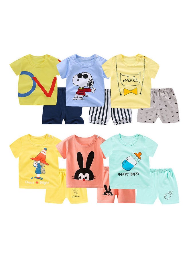 Generic - 2-Piece Children Home Suit Short Sleeve Top and Shorts Multicolour - Image 1