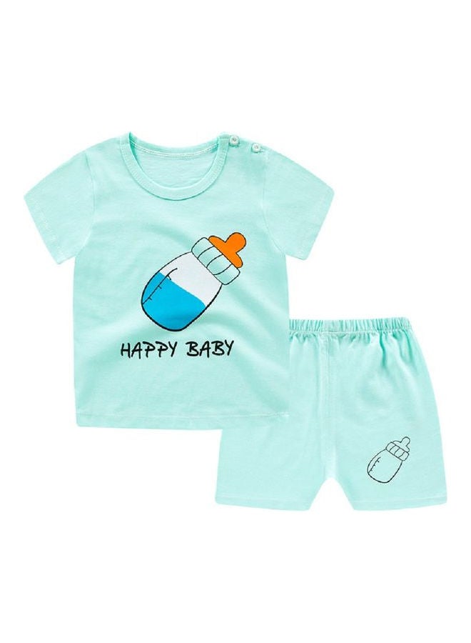 Generic - 2-Piece Children Home Suit Short Sleeve Top and Shorts Multicolour - Image 1