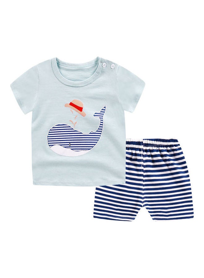 Generic - 2-Piece Children Home Suit Short Sleeve Top and Shorts Multicolour - Image 1