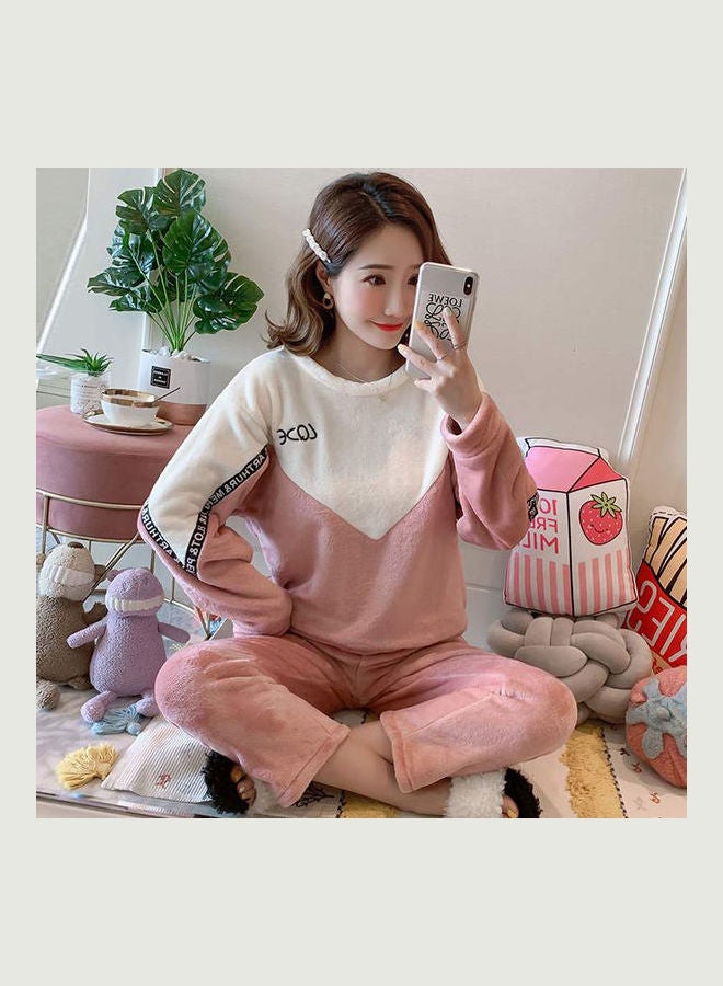 Thickened Flannel Home Suit Pajama for Autumn Winter Multicolour - Image 1