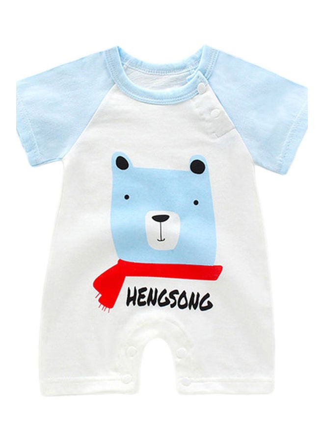 Rainbow Short Sleeve Jumpsuit Baby Romper Blue bear  - Image 1
