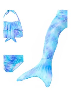 3 Piece Kid Swimwear Mermaid Swimsuit for 3-12 Years Blue