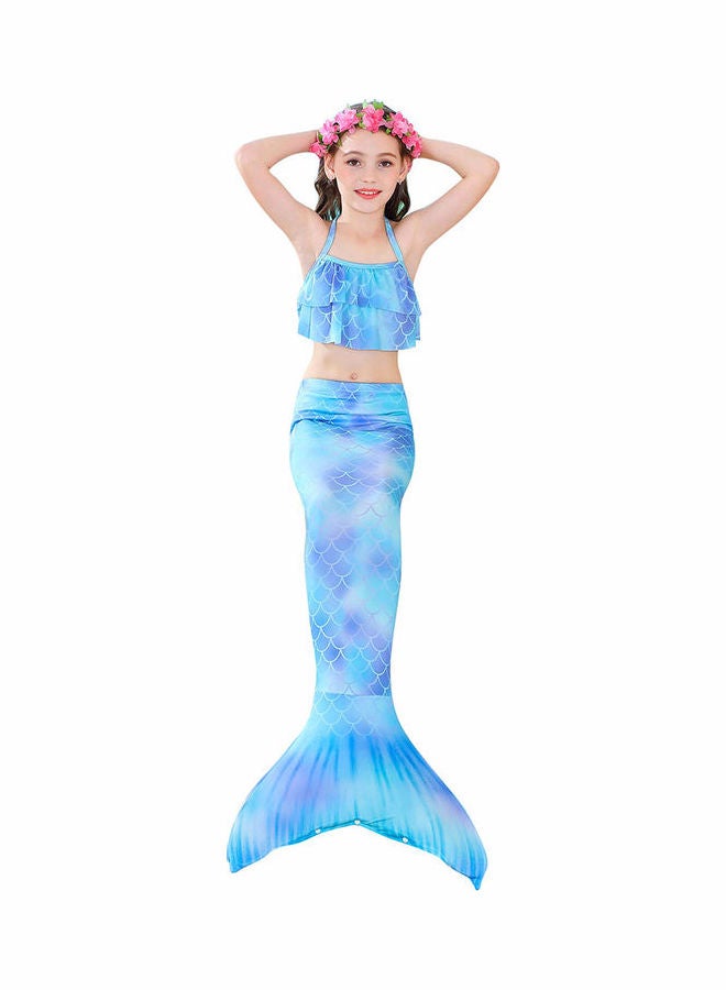 Generic - 3 Piece Kid Swimwear Mermaid Swimsuit for 3-12 Years Blue - Image 1