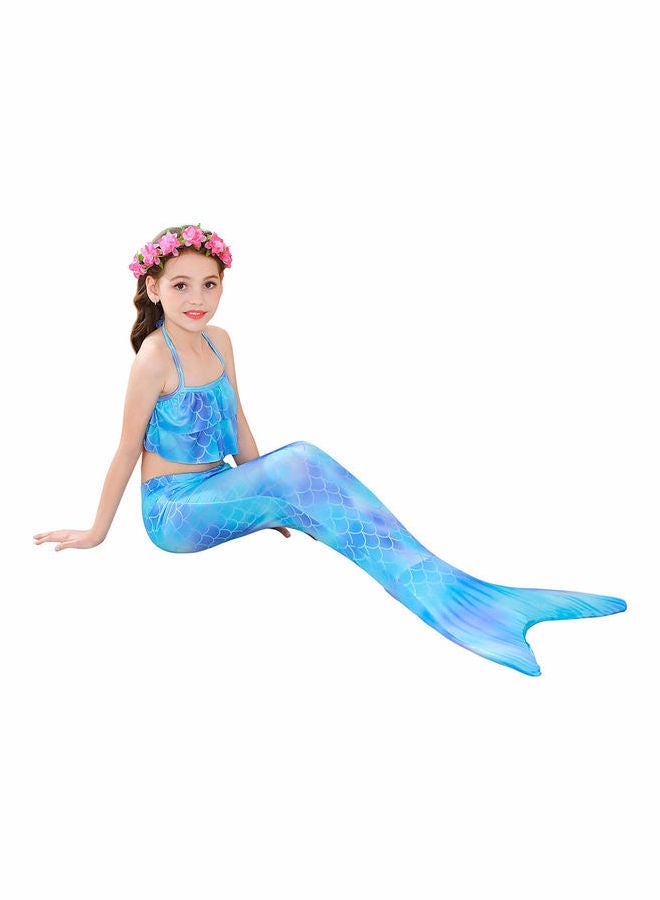 Generic - 3 Piece Kid Swimwear Mermaid Swimsuit for 3-12 Years Blue - Image 1