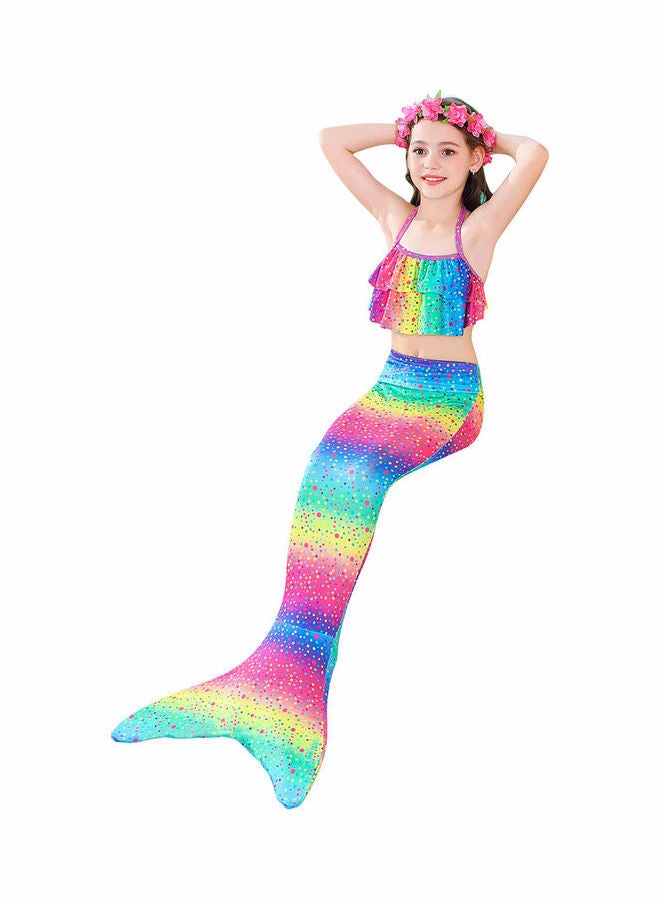 Generic - 3 Piece Kid Swimwear Mermaid Swimsuit for 3-12 Years Blue - Image 1