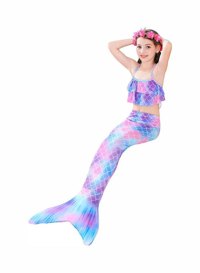 Generic - 3 Piece Kid Swimwear Mermaid Swimsuit for 3-12 Years Blue - Image 1