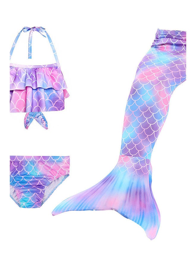 Generic - 3 Piece Kid Swimwear Mermaid Swimsuit for 3-12 Years Purple - Image 1