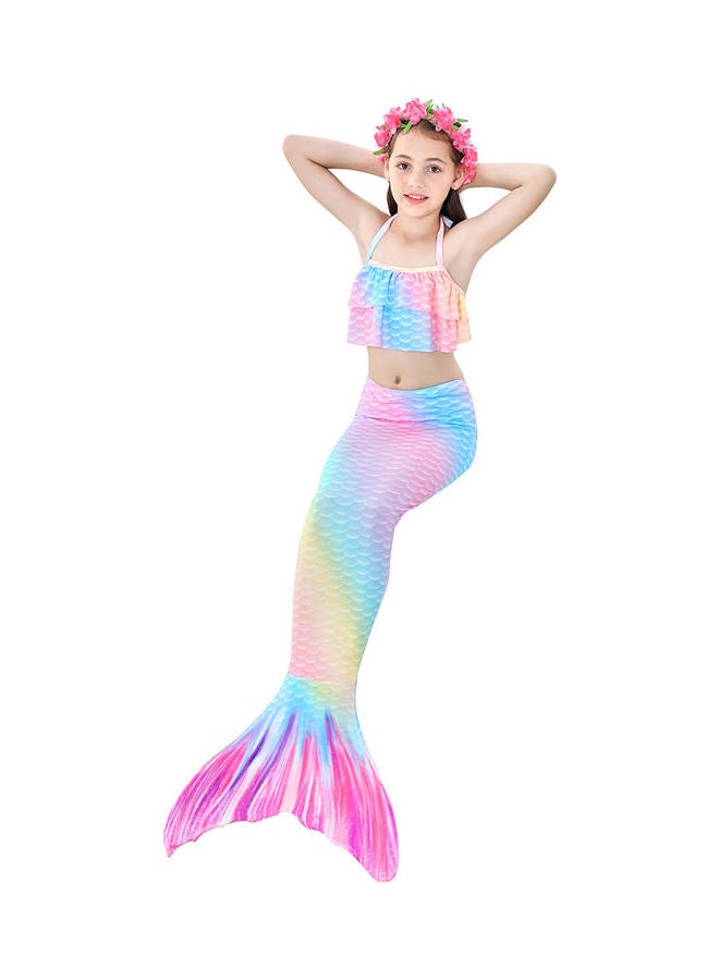 Generic 3 Piece Kid Swimwear Mermaid Swimsuit for 3-12 Years Pink  - Image 3