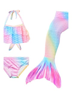 Generic 3 Piece Kid Swimwear Mermaid Swimsuit for 3-12 Years Pink  - Image 1