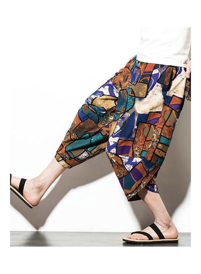 بنطال بلومرز فضفاض كاجوال وصيفي من الكتان بني غامق - Image 2