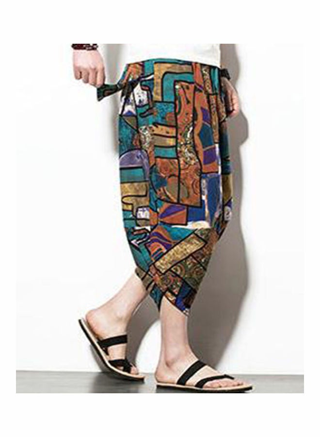 بنطال بلومرز فضفاض كاجوال وصيفي من الكتان بني غامق - Image 3