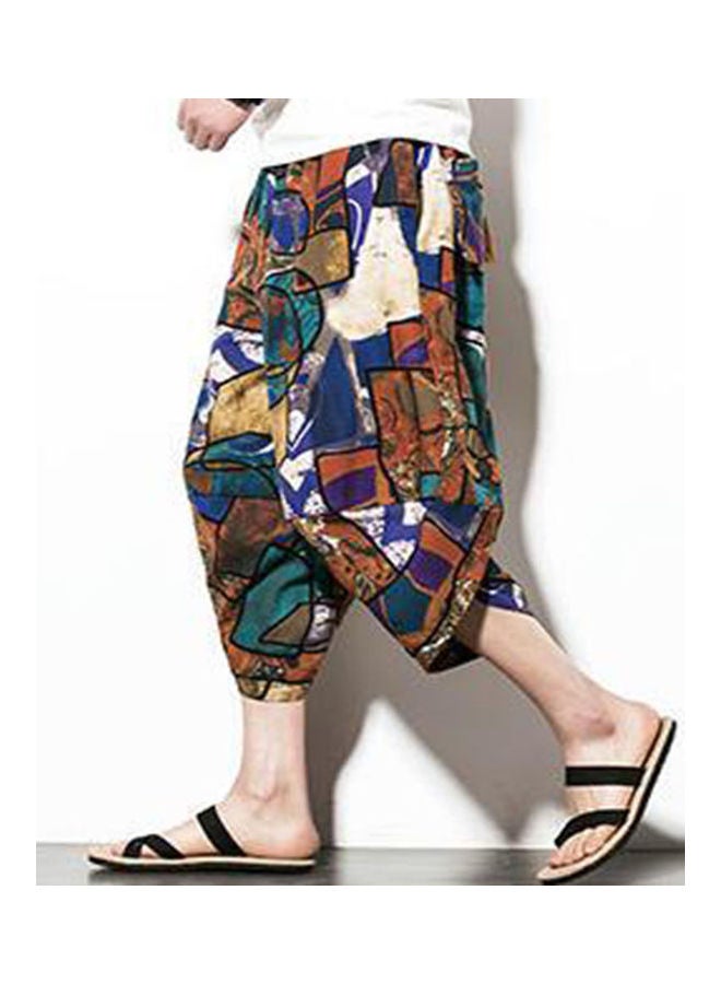 بنطال بلومرز فضفاض كاجوال وصيفي من الكتان بني غامق - Image 4