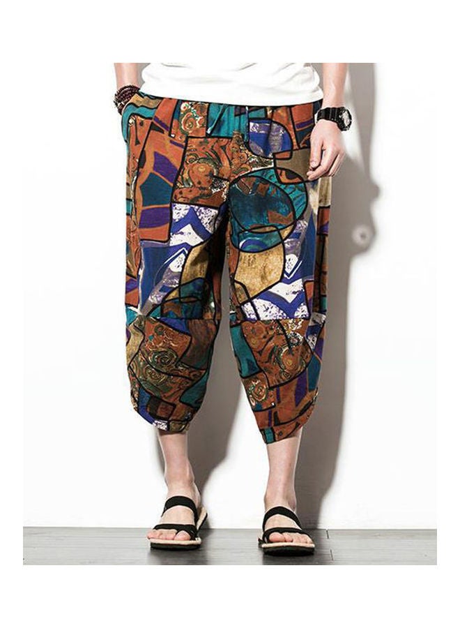 بنطال بلومرز فضفاض كاجوال وصيفي من الكتان بني غامق - Image 5