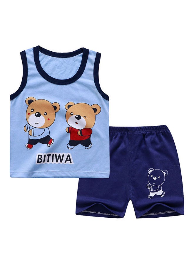 2 Piece Baby Clothing Suit Cotton blue&dark blue  - Image 1