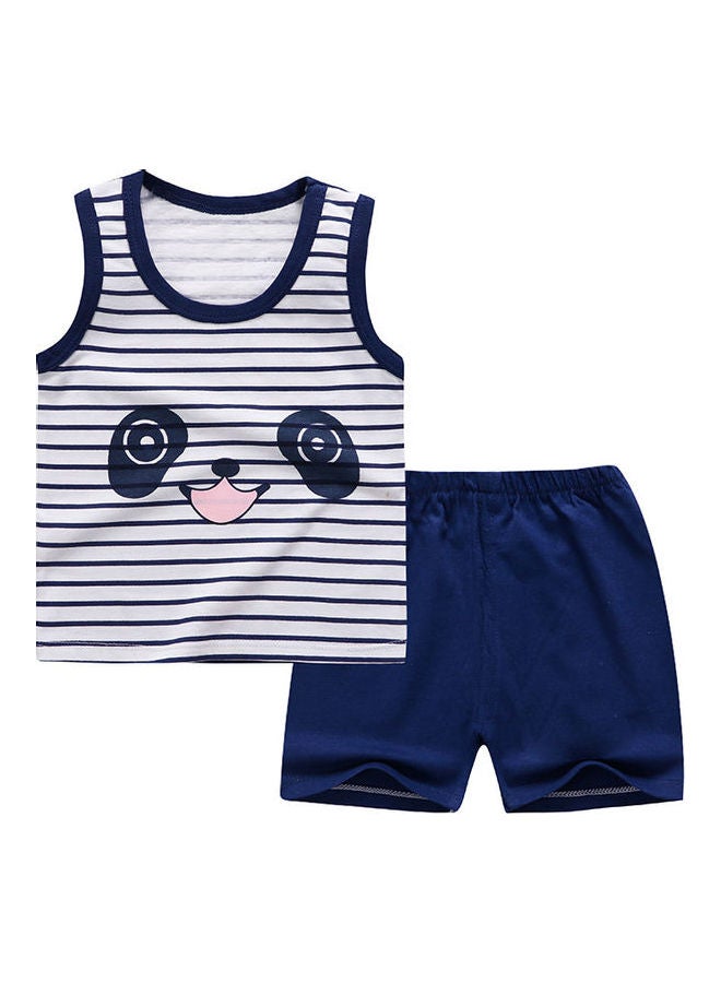 Boys And Girls Baby Sleeveless Children Suit White with stripes  - Image 1