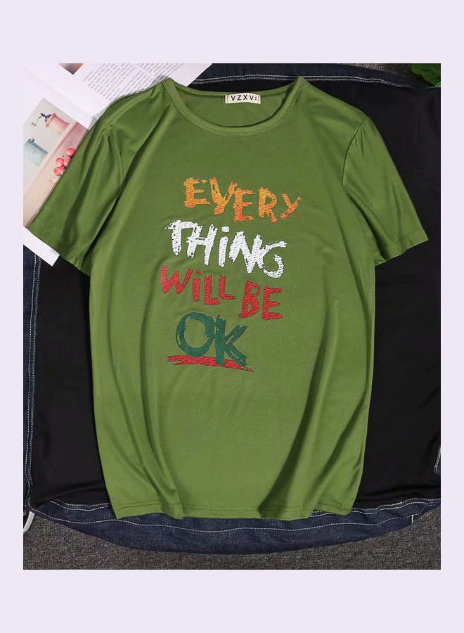 Men Summer Fashion Slim Short Sleeve Round Neck green  - Image 1