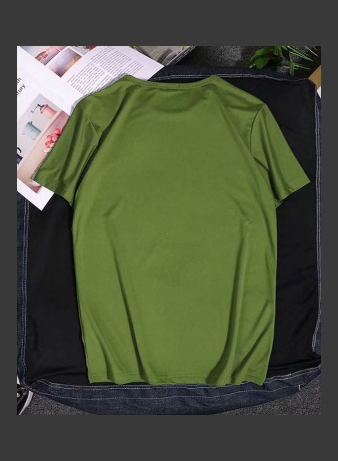 Men Summer Fashion Slim Short Sleeve Round Neck green  - Image 2