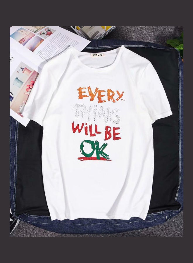 Men Summer Fashion Slim Short Sleeve Round Neck white  - Image 1