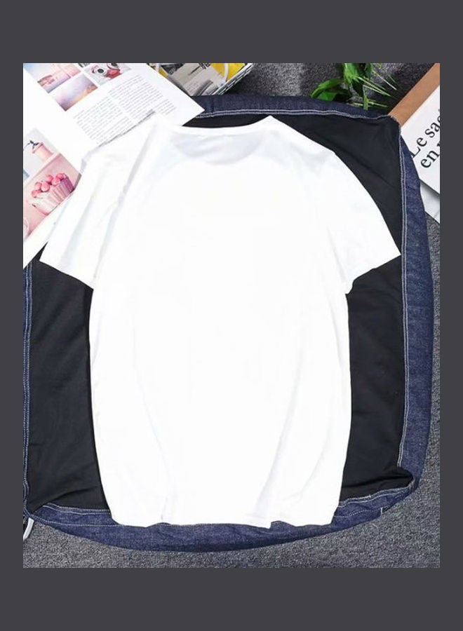 Men Summer Fashion Slim Short Sleeve Round Neck white  - Image 2