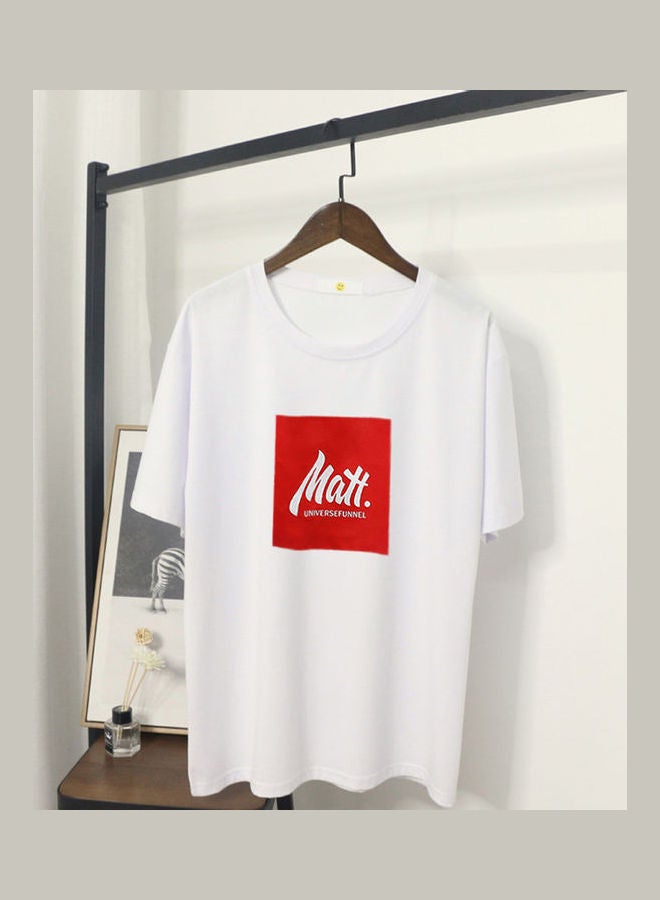 Generic - T-shirt Letter Printing Simple Couple Clothes white - Image 1