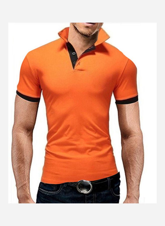 Pure Color Shirt Fashionable Orange - Image 1