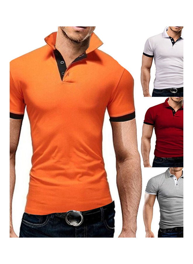Pure Color Shirt Fashionable Orange - Image 3