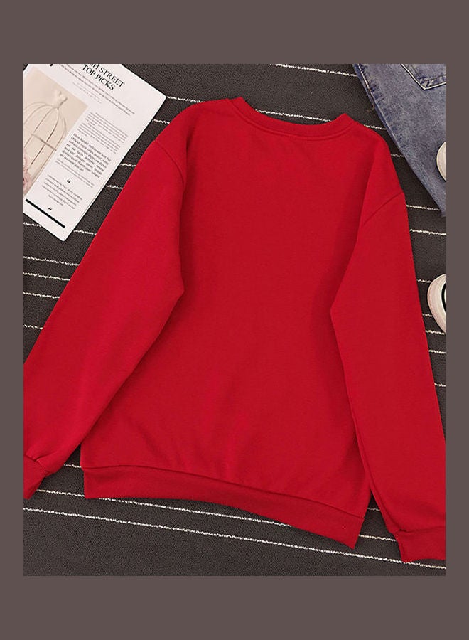Loose Casual Pullover Red  - Image 2
