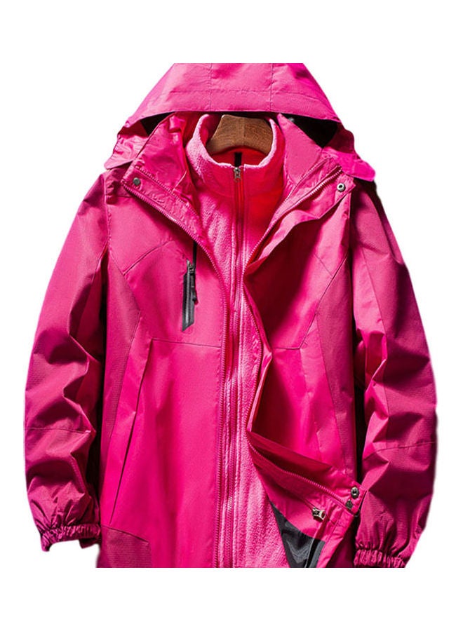 2 Piece Windbreaker Autumn Jacket and Three-in-One Detachable Outdoor Suits Pink  - Image 2