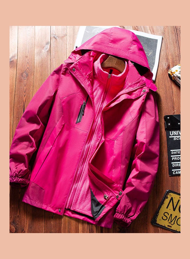 2 Piece Windbreaker Autumn Jacket and Three-in-One Detachable Outdoor Suits Pink  - Image 1