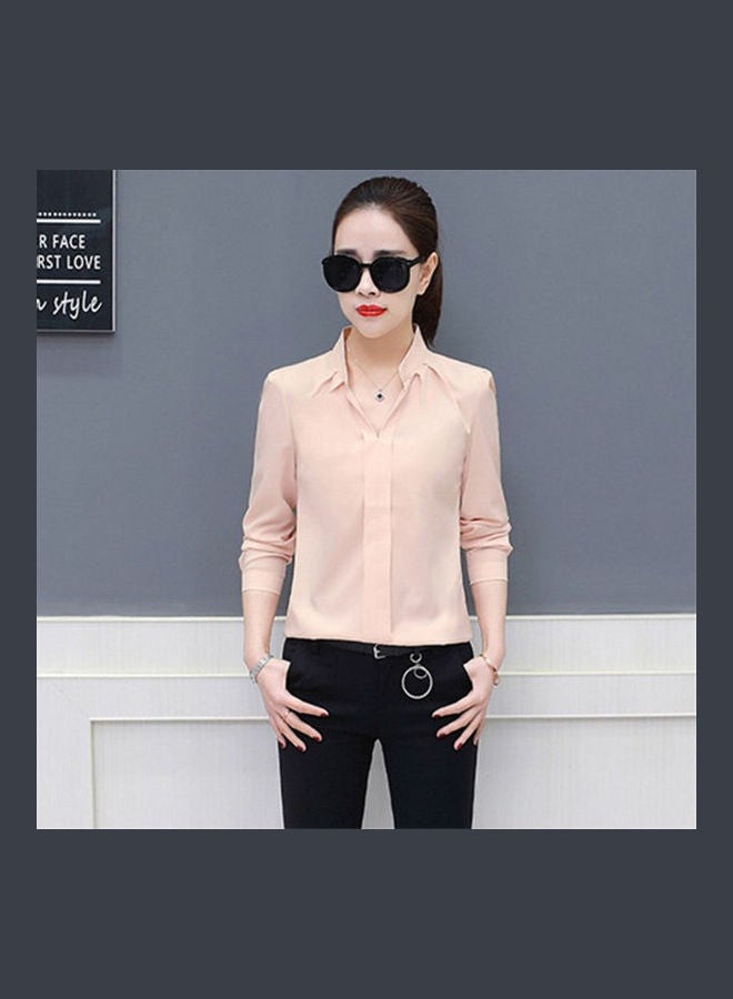 Office Lady Chiffon Shirt Blouse Lotus Colour  - Image 1
