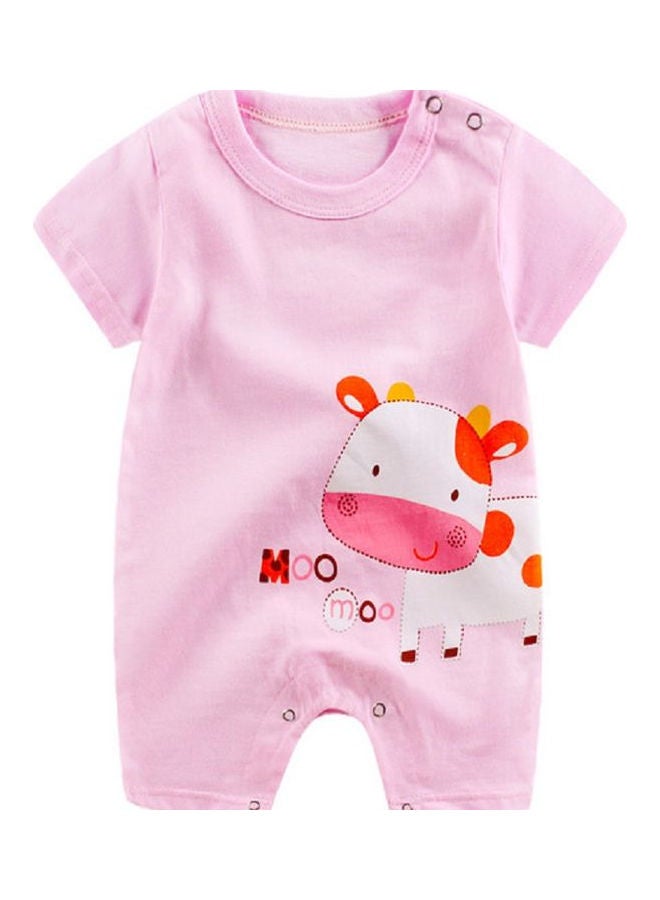 Baby Boy and Girl Cartoon Printing Short Sleeve Romper Bodysuit Multicolour - Image 1