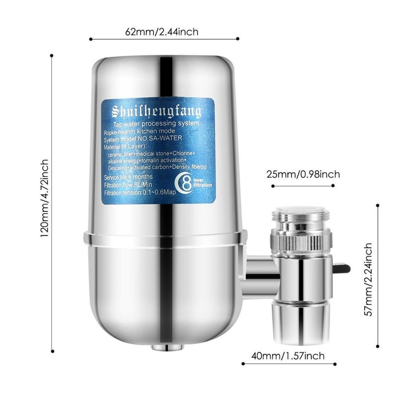 8-Stage Kitchen Tap Ceramic Faucet Water Filter Silver 12cm - v1608635768/N43149705A_2