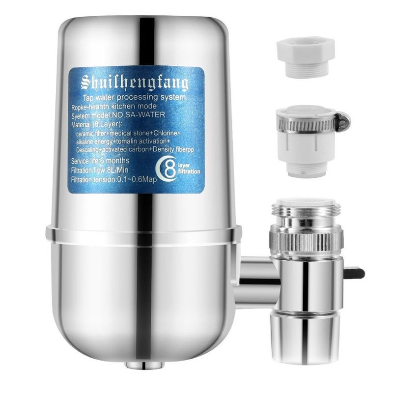 8-Stage Kitchen Tap Ceramic Faucet Water Filter Silver 12cm - v1608635768/N43149705A_4