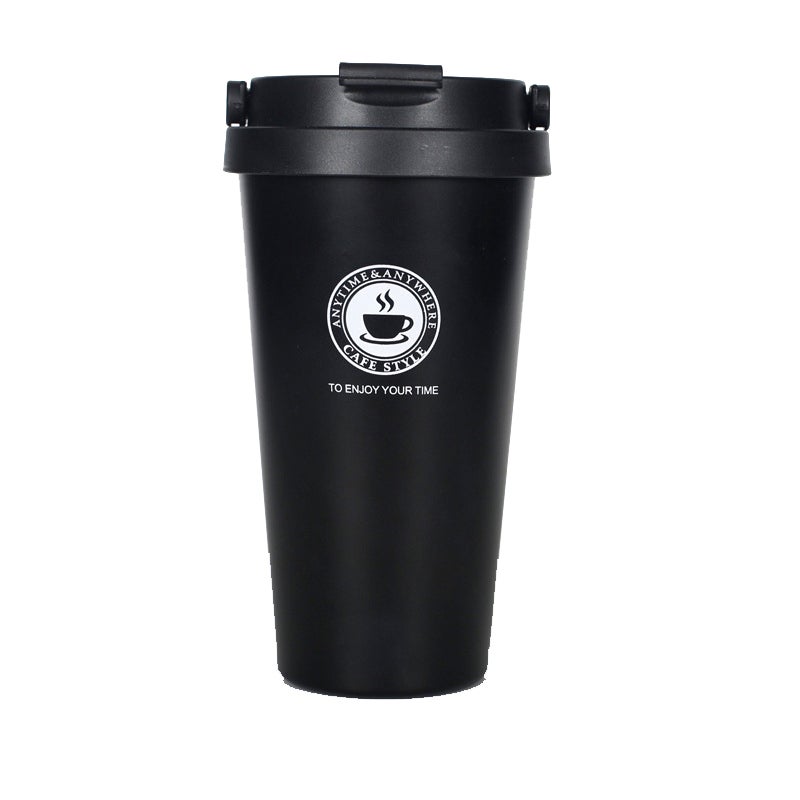 Portable Double Wall 304 Stainless Steel Liner Vacuum Insulated Coffee Cup Black 15cm  - Image 1