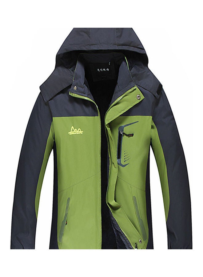 Couple Winter Thicken Windbreaker Waterproof Hoodie Outdoor Jacket green  - Image 1