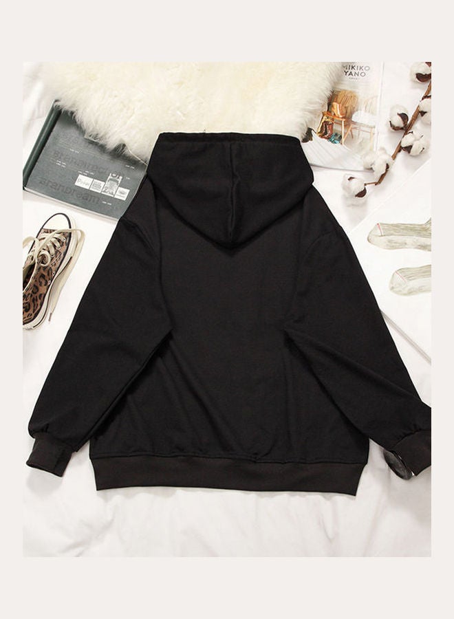 Loose Sweatshirt W Crew Neck Long Sleeve T-Shirt black - Image 2