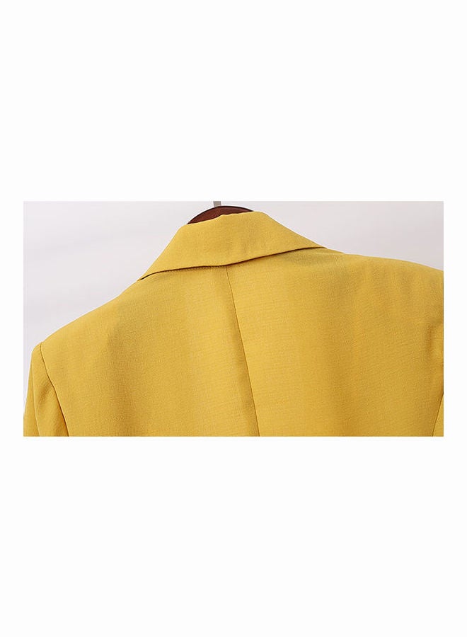 جاكيت صيفي نسائي من الكتان بمقاس متوسط أصفر ليموني - Image 5