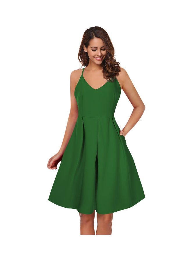 Glorysunshine Women Deep Spaghetti Strap Dress Grass green - Image 1