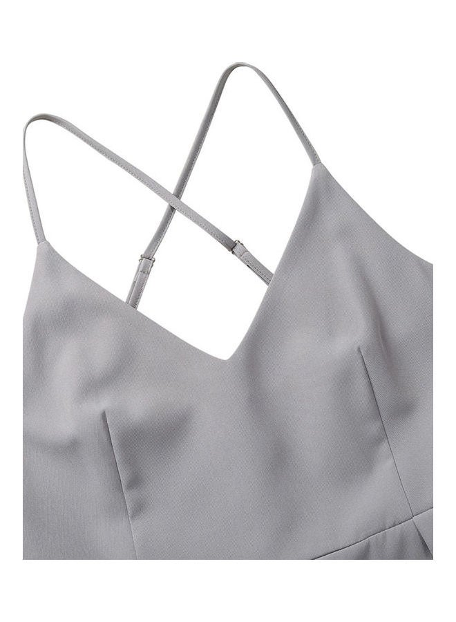 Glorysunshine Women Deep Spaghetti Strap Dress Grey - Image 4