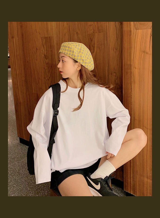 Long Sleeves Casual Loose Tops For Woman White - Image 1
