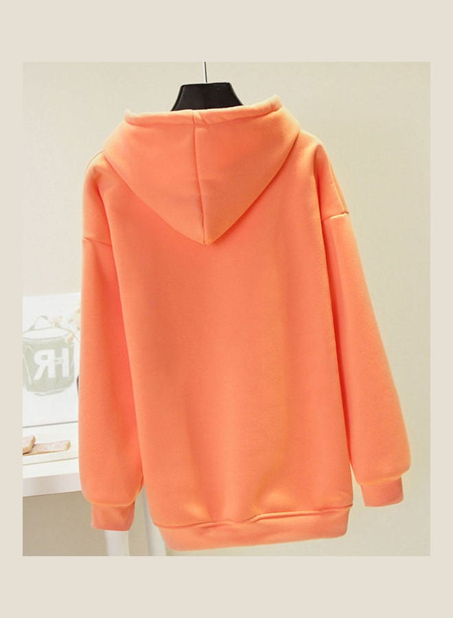 Hooded Collar DJ Pattern Printing Pullover Hoodies Orange  - Image 3